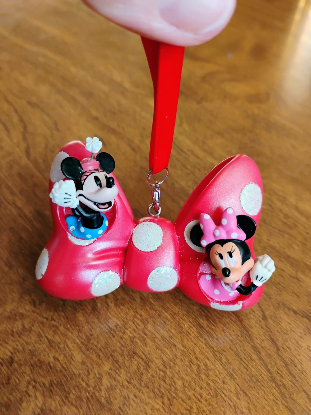 Disney Parks Minnie Mouse Red Bow Sketchbook Glittery Christmas Tree Ornament